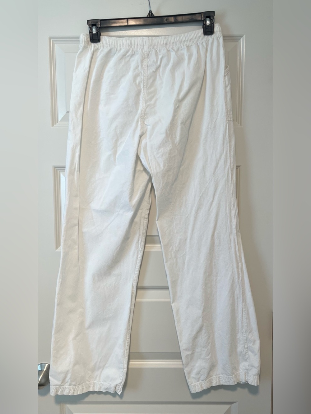100% Cotton Erika White Women’s Linen Lightweight Flowy Drawstring Pants Size M - Picture 3 of 9